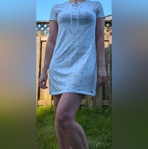 Tommy Hilfiger Blue And White Ship Wheel Design Mini Shirt Dress